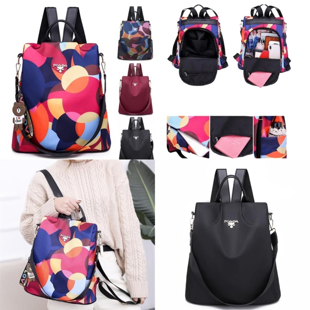 ๐Poaba Colorful Antitheft Oxford Backpack NWT ๐ - Picture 8 of 12